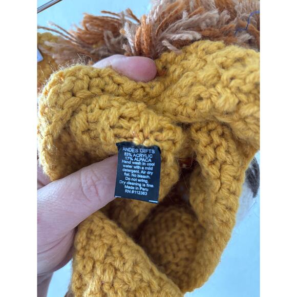 ANDES KIDS Alpaca Handmade Peruvian Cooperative Knit Hat Lion One Size NWT - Picture 4 of 4